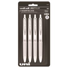 207 Plus+ Gel Pen, Retractable, Medium 0.7 mm, Black Ink, White Barrel, 4/Pack1