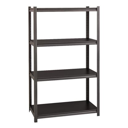 Steel Shelving Unit with Laminate Shelves, Four-Shelf, 36w x 18d x 60h, Steel, Black/Gun Metal Gray1