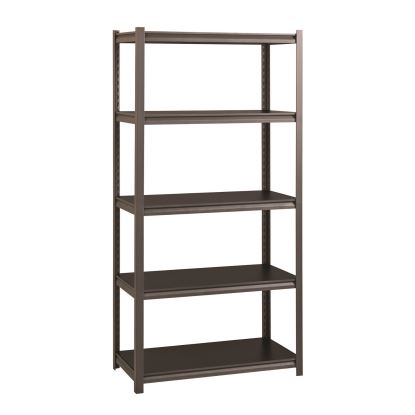 Steel Shelving Unit with Laminate Shelves, Five-Shelf, 36w x 18d x 72h, Steel, Black/Gun Metal Gray1