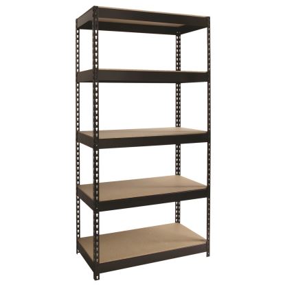 Steel Shelving with Particleboard Shelves, Five-Shelf, 36w x 18d x 72h, Steel, Black1