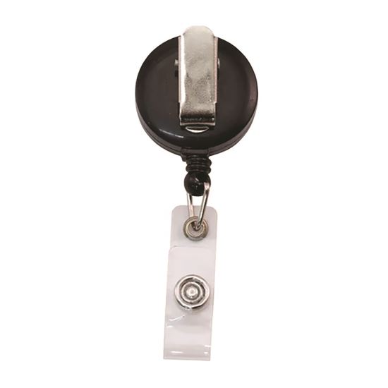 Clip-On Badge Reel, Extends 30", Black, 12/Pack1