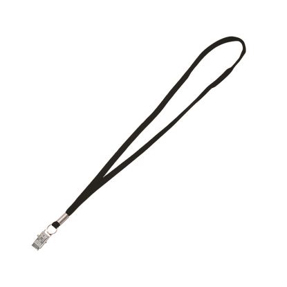 Metal Flat Clip Lanyard, 36" Long, Black, 100/Pack1