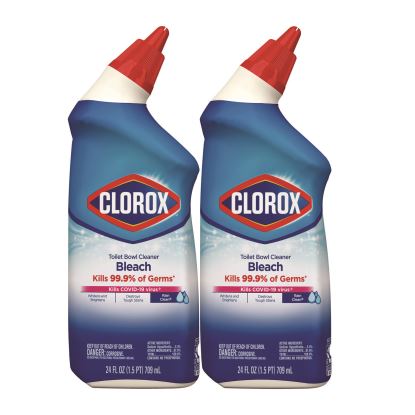 Disinfecting Toilet Bowl Cleaner with Bleach, Rain Clean Scent, 24 oz Bottle, 2/Pack1