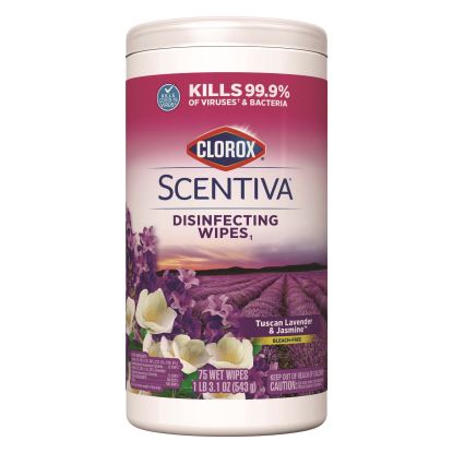 Scentiva Disinfecting Wipes, 7.75 x 7, Tuscan Lavender and Jasmine, 75/Canister1