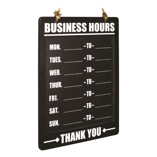 Business Hours Indoor/Outdoor Hanging Chalkboard, 10 x 0.38 x 20.75, Black/White1