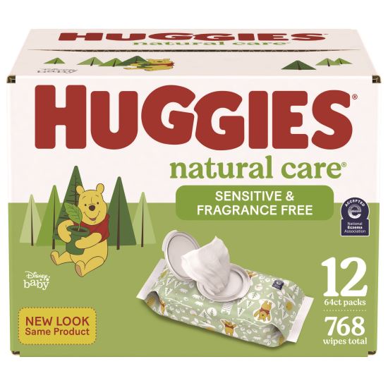 Natural Care Sensitive Baby Wipes, Unscented, White, 64/Pack, 12 Packs/Carton1