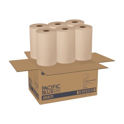 Pacific Blue Ultra Paper Towels, 1-Ply, 9" x 6,000 ft, Brown, 6/Carton1