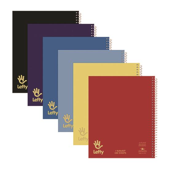 Lefty Notebook, 1-Subject, Wide/Legal Rule, Assorted Cover Colors, (100) 10.5 x 8.5 Sheets1