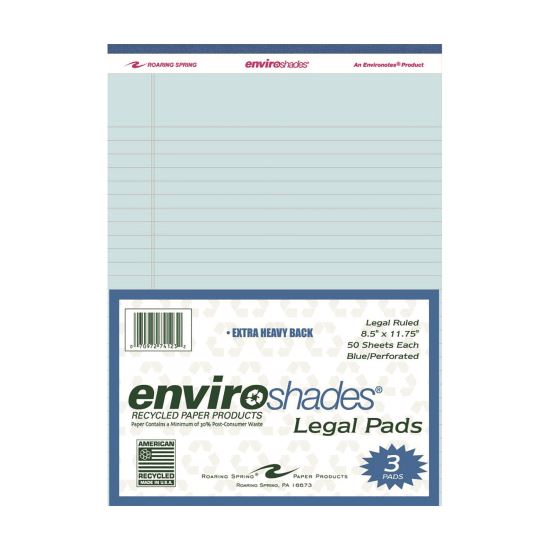 Enviroshades Legal Notepads, 50 Blue 8.5 x 11 Sheets, 3/Pack1