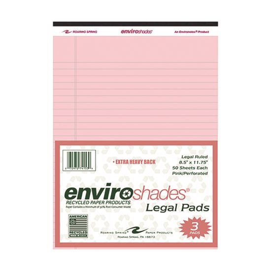 Enviroshades Legal Notepads, 50 Pink 8.5 x 11 Sheets, 3/Pack1