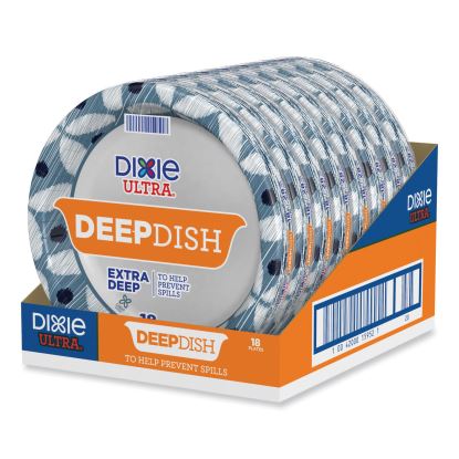 Deep Dish Paper Plate, 9.56" dia, Blue/Yellow, 18/Pack1