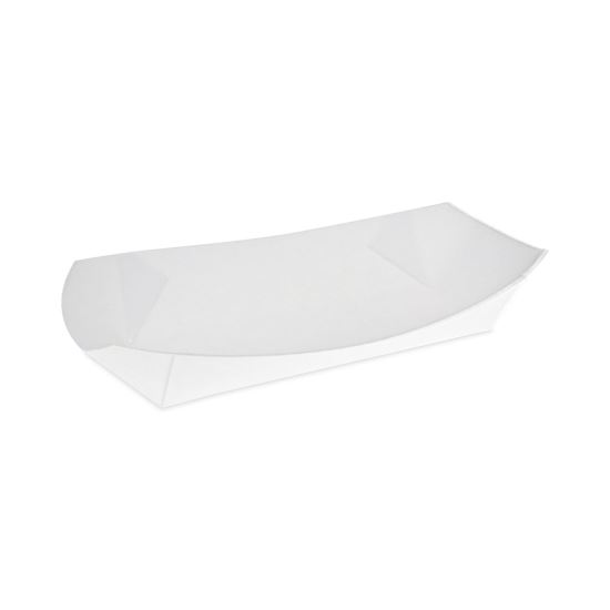 Paperboard Boat Basket, Hot Dog Tray with Perforations, 7.04 x 1.75 x 1.43, White, Paper, 1,000/Carton1