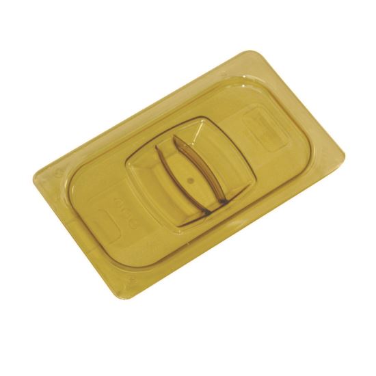 Insert Pan Handled Notched Cover, 6.38 x 0.39 x 10.38, Amber, Plastic, 6/Carton1