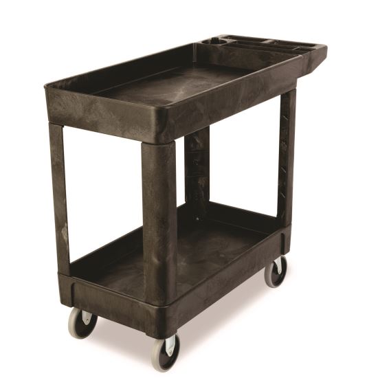 Service/Utility Carts, Plastic, 2 Shelves, 500 lb Capacity, 17.88 x 39 x 32.25, Black1