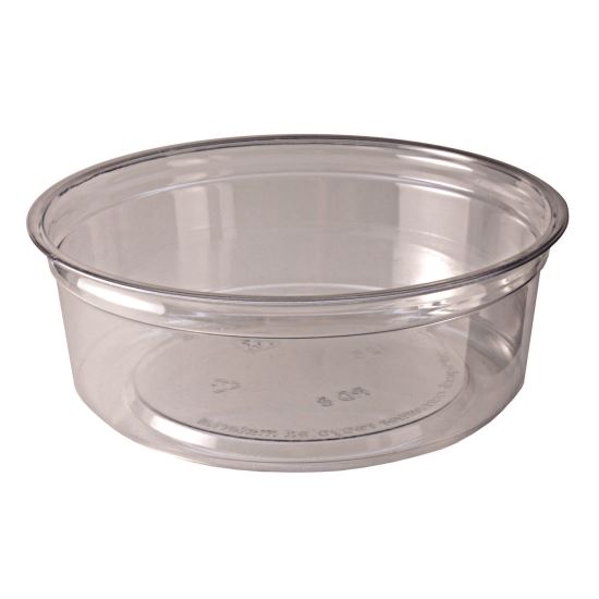 Recycleware Round Deli Container, 8 oz, 4.6" Diameter x 1.7" h, Clear, Plastic, 500/Carton1