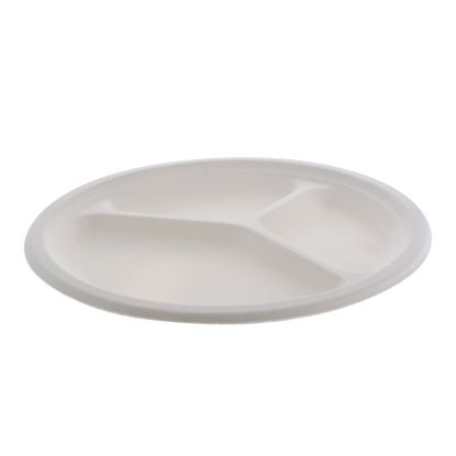 EarthChoice PFAS Free Compostable Dinnerware, 3-Compartment Plate, 10.25" dia, Natural, 500/Carton1