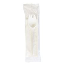 School Cutlery Kit, Napkin/Spork/Straw, White, 1,000/Carton1