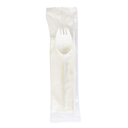 School Cutlery Kit, Napkin/Spork/Straw, White, 1,000/Carton1