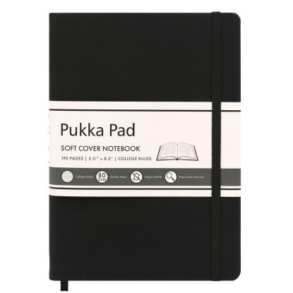 Soft Cover Notebook, College Rule, Black Cover, (96) 8.2 x 5.11 Sheets1