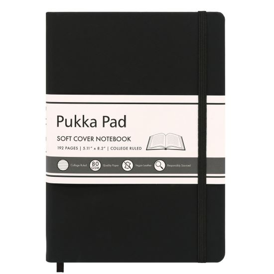 Soft Cover Notebook, College Rule, Black Cover, (96) 8.2 x 5.11 Sheets1