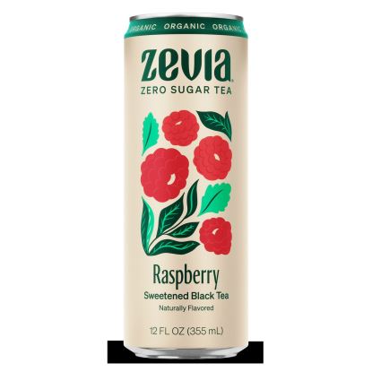 Zero Sugar Naturally Sweetened Black Tea, Raspberry, 12 oz Can, 12/Carton1