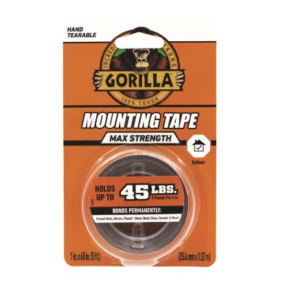 Max Strength Mounting Tape, Permanent, Holds Up to 45 lb (3 lbs per 4 in), 1 x 60, Black1