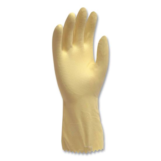 Pro L6500 Series Flock-Lined Latex Gloves, 12" Long, 15 mil, Medium, Yellow, 12 Pairs1