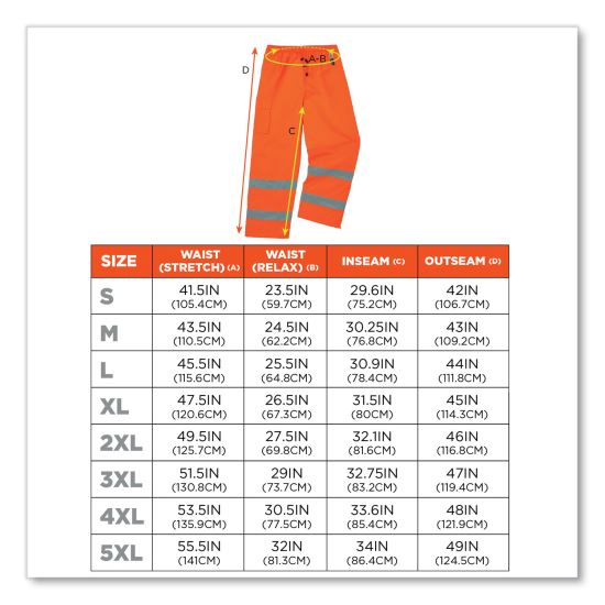 GloWear 8925 Class E Hi-Vis Thermal Pants, 3X-Large, Orange1