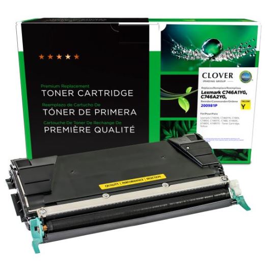 Clover Imaging Remanufactured Yellow Toner Cartridge for Lexmark C746/C7481