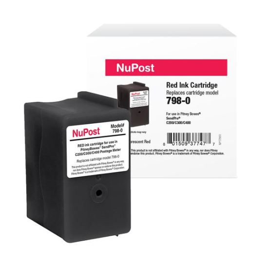 NuPost Non-OEM New Postage Meter Red Ink Cartridge for Pitney Bowes SL-798-01