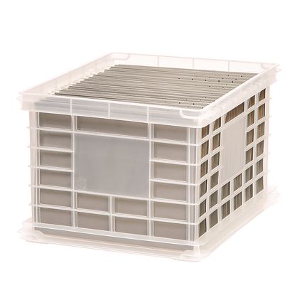 File Storage Durable Plastic Crate, 13.88 x 17.13 x 10.5, Clear1