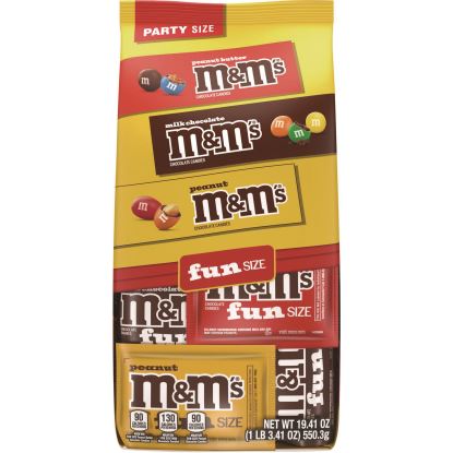 M and M'S Milk Chocolate, Peanut and Peanut Butter Variety Pack Fun Size Chocolate Candy Assortment, 19.41 oz Bag1