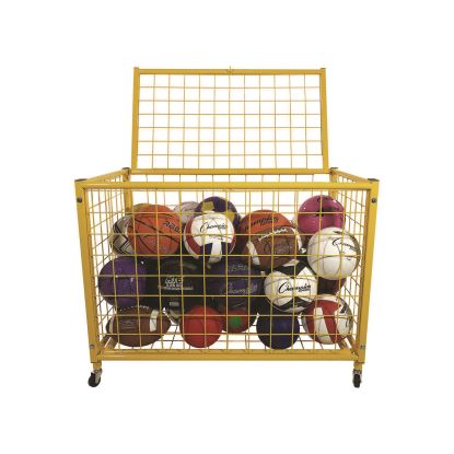 Full Size Lockable Ball Locker, Metal, 132 lb Capacity, 24 x 42 x 29.75, Yellow1