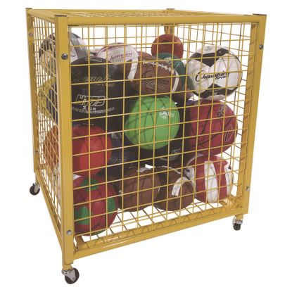 Half Size Lockable Ball Locker, Metal, 132 lb Capacity, 29 x 27 x 31, Yellow1