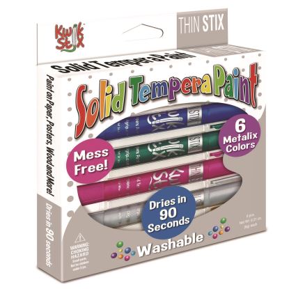 Thin Stix Tempera Paint Set, 6 Assorted Metallic Colors, 6/Set, 24 Sets/Carton1