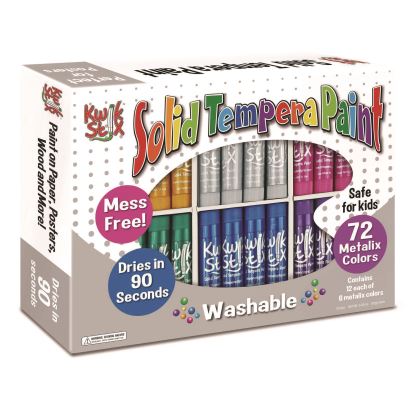 Kwik Stick Tempera Paint, 3.5", Assorted Metallic Colors, 72/Pack, 3 Packs/Carton1