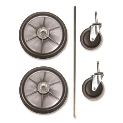 8" Ball Bearing Wheel and 4" Swivel Stem Caster Kit with Axle for Microfiber Cleaning Cart, (2) Wheels, (2) Casters1