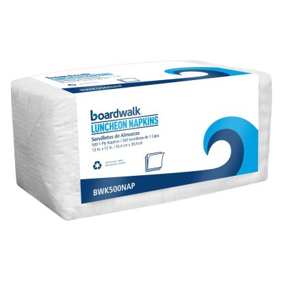 1/4-Fold Lunch Napkins, 1-Ply, 12" x 12", White, 500/Pack, 6 Packs/Carton1