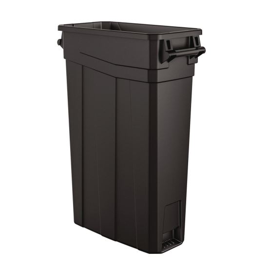 23 Gallon Resin Slim Trash Can, Plastic, Black1