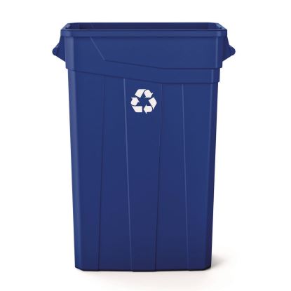 23 Gallon Resin Slim Recycling Trash Can, Plastic, Blue/White1