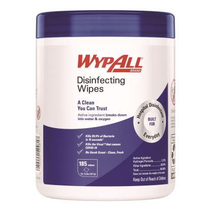 Disinfecting Wipes, 1-Ply, 5.16 x 8.5, Fresh Scent, White, 185 Sheets/Canister, 3 Canisters/Carton1