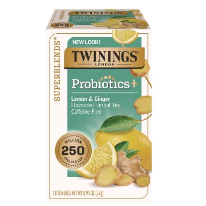 Probiotics Lemon and Ginger Herbal Tea Bags, 0.05 oz, 18/Box1