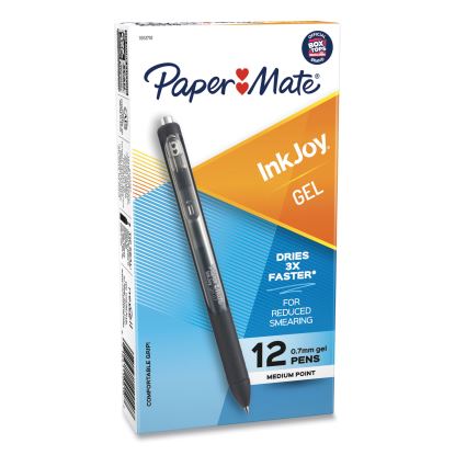 InkJoy Gel Pen, Retractable, Medium 0.7 mm, Black Ink, Black Barrel, Dozen1