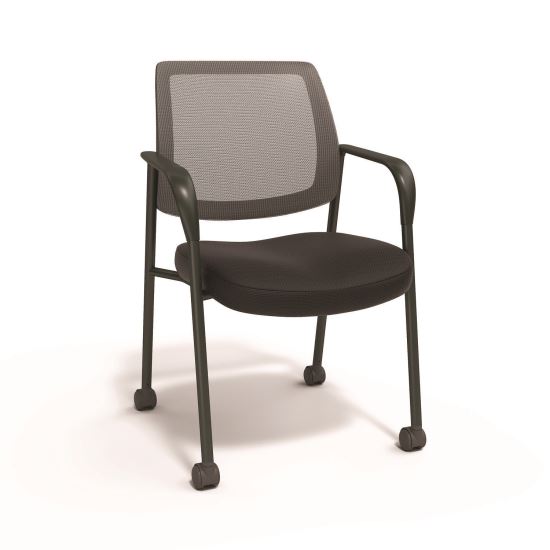 Essentials Mesh Back Fabric Guest Chair, 24.41" x 23.62" x 35.04", Black Seat, Black Back, Black Frame1