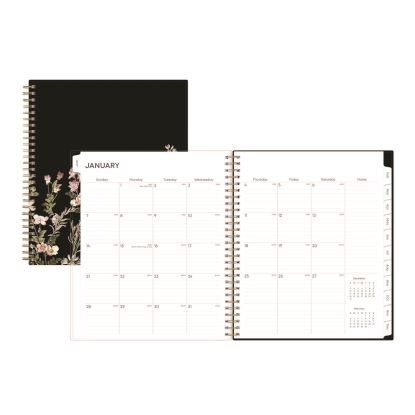 Nevaeh Monthly Planner, Floral Artwork, 10 x 8, Black/Multicolor Cover, 12-Month (Jan to Dec): 20251