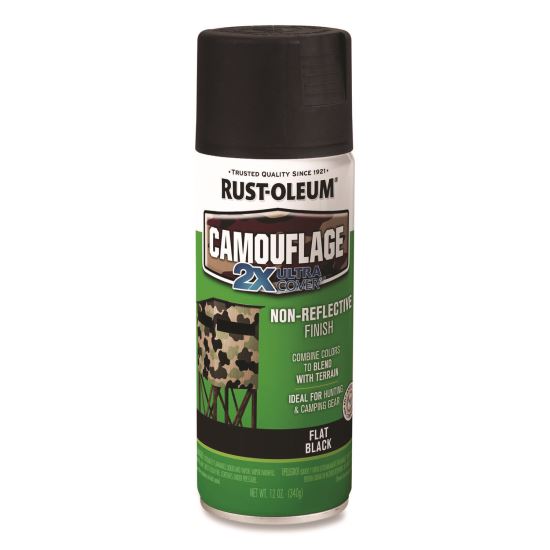 Camouflage Spray Paint, Flat Black, 12 oz Aerosol Can1