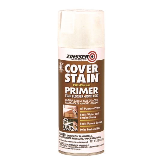 Cover Stain Oil-Based Spray Primer, Interior/Exterior, Flat White, 13 oz Aerosol Can, 6/Carton1