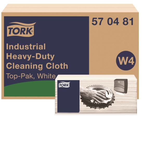 Industrial Heavy-Duty Cleaning Cloth, 1-Ply, 13.97 x, 4.25, Unscented, White, 60 Cloths, 4/Carton1