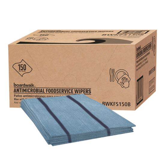 Antimicrobial Foodservice Wipers, 1-Ply, 12 x 21, Blue, 150/Carton1