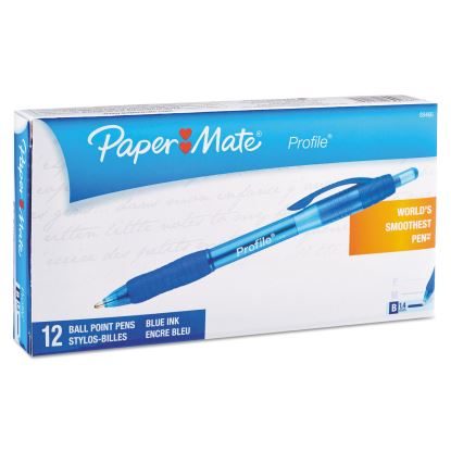 Profile Ballpoint Pen, Retractable, Bold 1.4 mm, Blue Ink, Translucent Blue Barrel, Dozen1